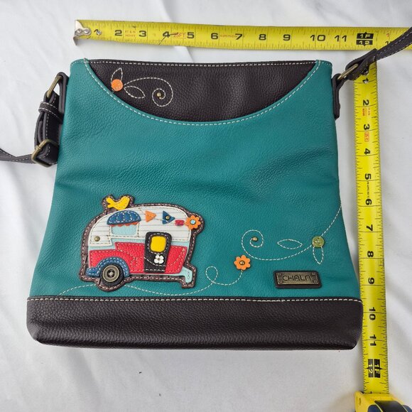 Chala Sweet Messenger Crossbody Shoulder Bag with Camper Embellishment. - Picture 14 of 16